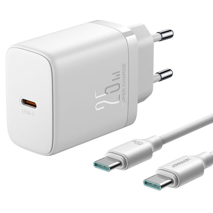 JOYROOM JR-TCF11 25W USB-C / Type-C Port Fast Charger with Cable Set, EU Plug(White) - USB Charger by JOYROOM | Online Shopping UK | buy2fix