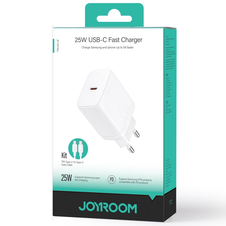 JOYROOM JR-TCF11 25W USB-C / Type-C Port Fast Charger with Cable Set, EU Plug(White) - USB Charger by JOYROOM | Online Shopping UK | buy2fix