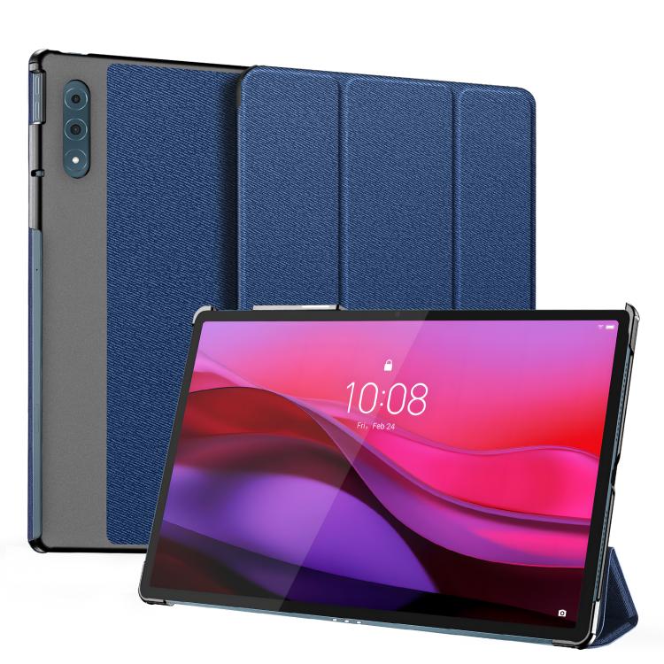 For Lenovo Yoga Tab Plus DUX DUCIS Domo Series Magnetic Flip Leather Tablet Case(Blue) - Lenovo by DUX DUCIS | Online Shopping UK | buy2fix