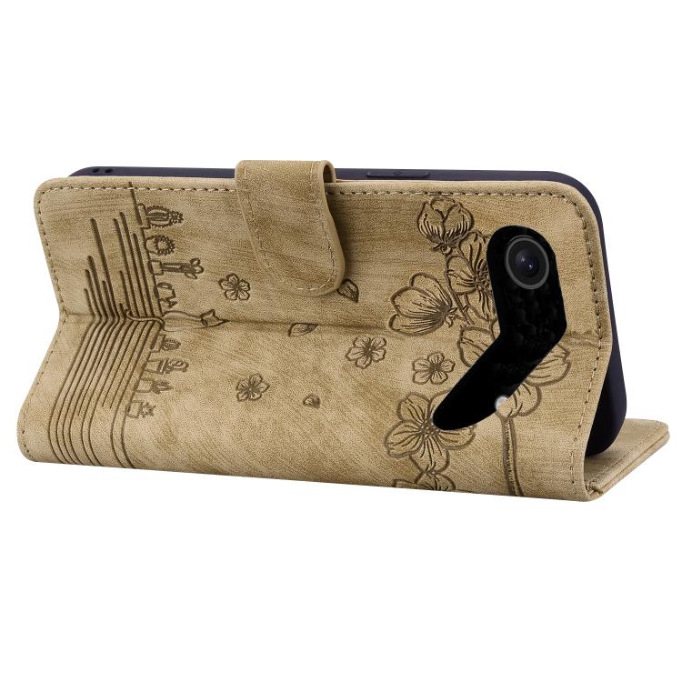 For iPhone Air Cartoon Sakura Cat Embossed Leather Phone Case(Brown) - iPhone Air Cases by buy2fix | Online Shopping UK | buy2fix