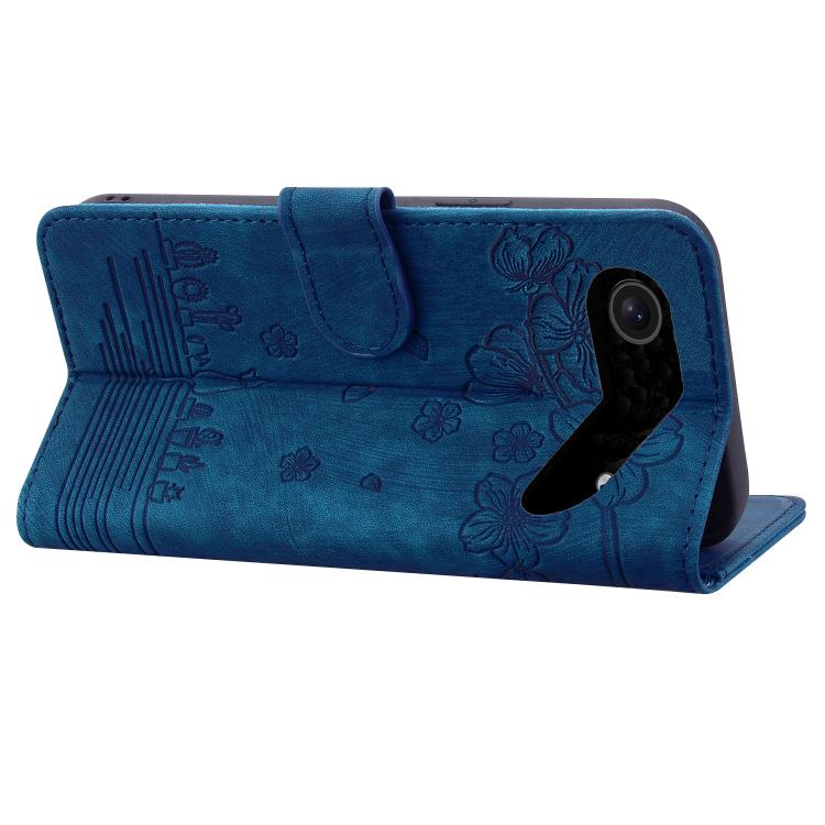 For iPhone Air Cartoon Sakura Cat Embossed Leather Phone Case(Royal Blue) - iPhone Air Cases by buy2fix | Online Shopping UK | buy2fix