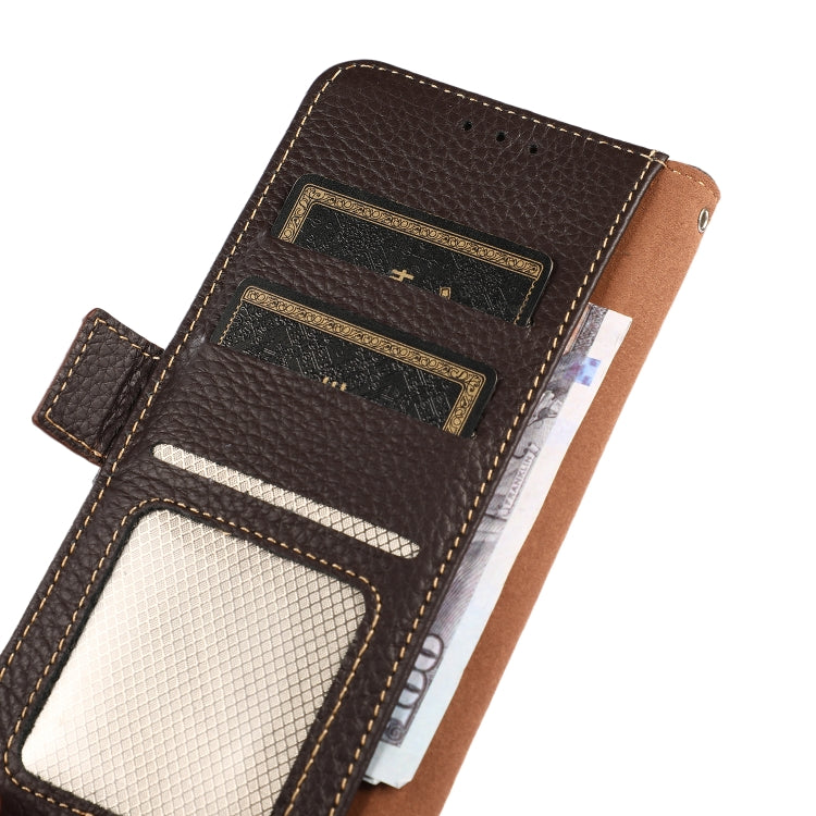 For Xiaomi Redmi K70 Pro KHAZNEH Side-Magnetic Litchi Genuine Leather RFID Phone Case(Brown) - K70 Pro Cases by buy2fix | Online Shopping UK | buy2fix