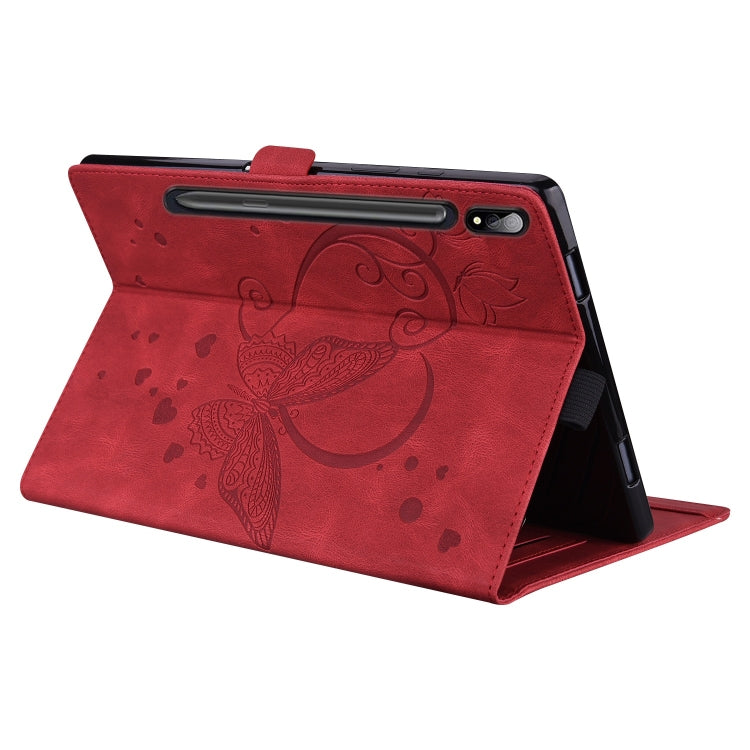 For Samsung Galaxy Tab S9 FE Love Butterfly Embossed Leather Tablet Case(Red) - Other Galaxy Tab PC by buy2fix | Online Shopping UK | buy2fix