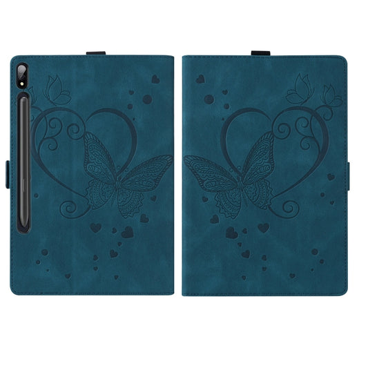 For Samsung Galaxy Tab S9 FE+ Love Butterfly Embossed Leather Tablet Case(Blue) by buy2fix