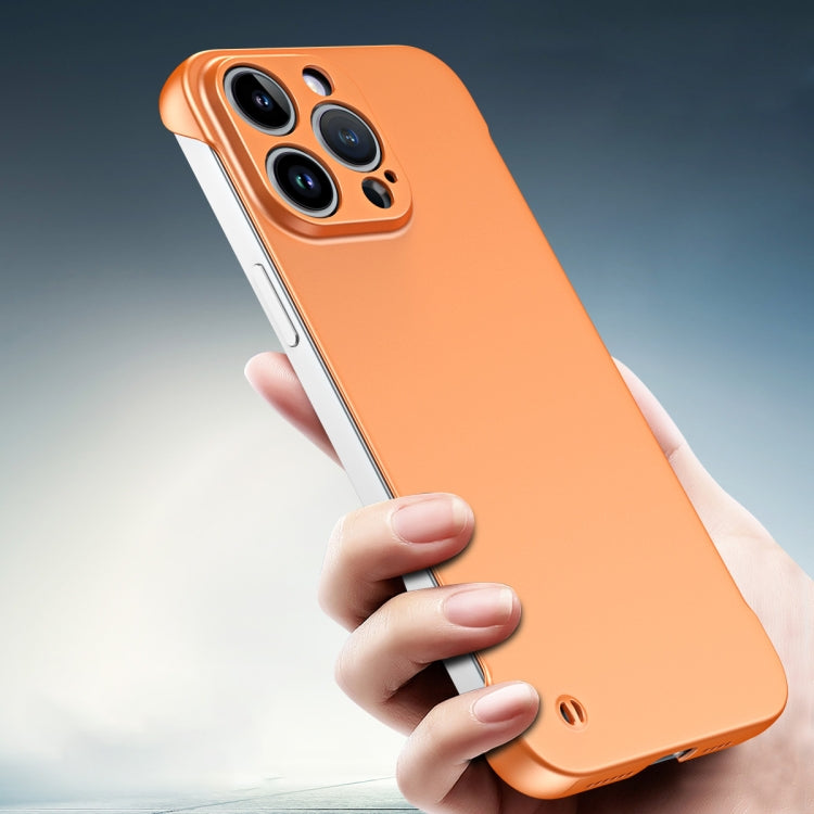 For iPhone 14 Plus Frameless Metallic Paint Hybrid PC Phone Case(Orange) - iPhone 14 Plus Cases by buy2fix | Online Shopping UK | buy2fix