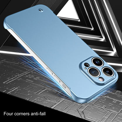 For iPhone 12 Frameless Metallic Paint Hybrid PC Phone Case(Sierra Blue) - iPhone 12 / 12 Pro Cases by buy2fix | Online Shopping UK | buy2fix