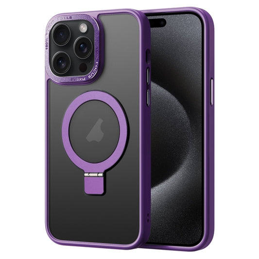 For iPhone 15 Pro Skin Feel MagSafe Magnetic Holder Phone Case(Purple) - iPhone 15 Pro Cases by buy2fix | Online Shopping UK | buy2fix