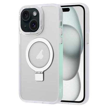For iPhone 15 Skin Feel MagSafe Magnetic Holder Phone Case(Matte White) by buy2fix