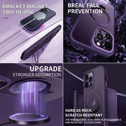For iPhone 15 Skin Feel MagSafe Magnetic Holder Phone Case(Purple) - iPhone 15 Cases by buy2fix | Online Shopping UK | buy2fix
