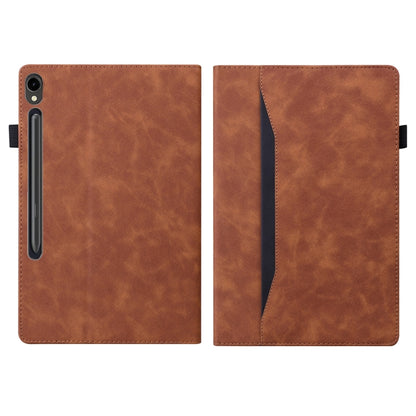 For Samsung Galaxy Tab S9 FE+ Splicing Shockproof Leather Tablet Case(Brown) by buy2fix