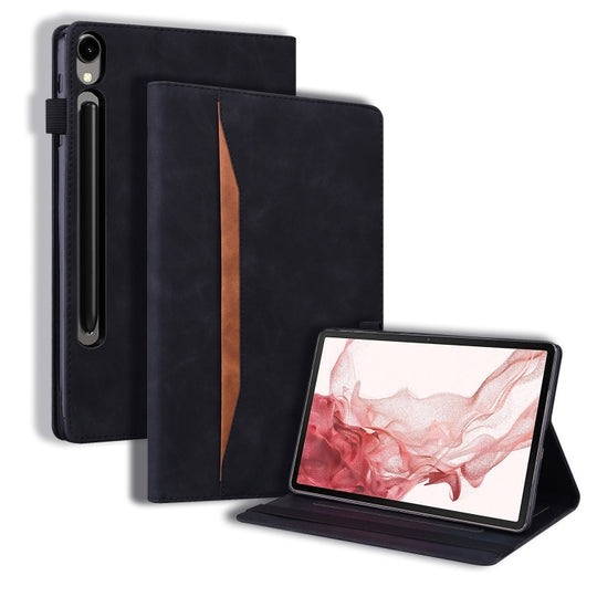 For Galaxy Tab S12 Utra / S11 Ultra / S10 Ultra Splicing Shockproof Leather Tablet Case(Black)