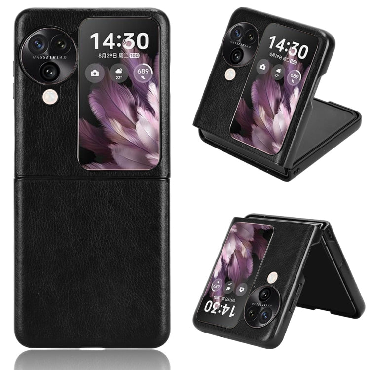 For OPPO Find N3 Flip Litchi Texture Back Cover Phone Case(Black) - Find N3 Flip Cases by buy2fix | Online Shopping UK | buy2fix