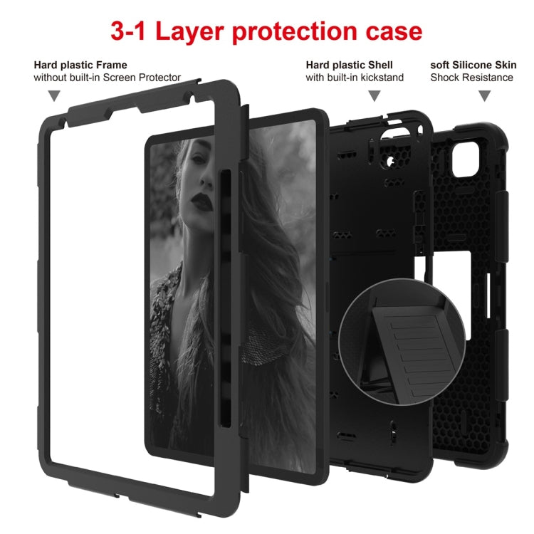For iPad Pro 12.9 (2018) / (2020) Shockproof Two-Color Silicone Protective Tablet Case with Holder(Black) - iPad Pro 12.9 (2020) Cases by buy2fix | Online Shopping UK | buy2fix