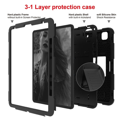 For iPad Pro 12.9 (2018) / (2020) Shockproof Two-Color Silicone Protective Tablet Case with Holder(Black) - iPad Pro 12.9 (2020) Cases by buy2fix | Online Shopping UK | buy2fix