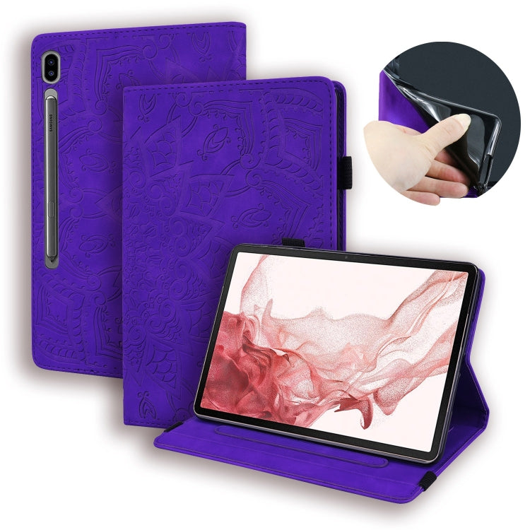 For Samsung Galaxy Tab S9 FE+ Calf Texture Embossed Leather Tablet Case(Purple) - Galaxy Tab S9 FE+ by buy2fix | Online Shopping UK | buy2fix