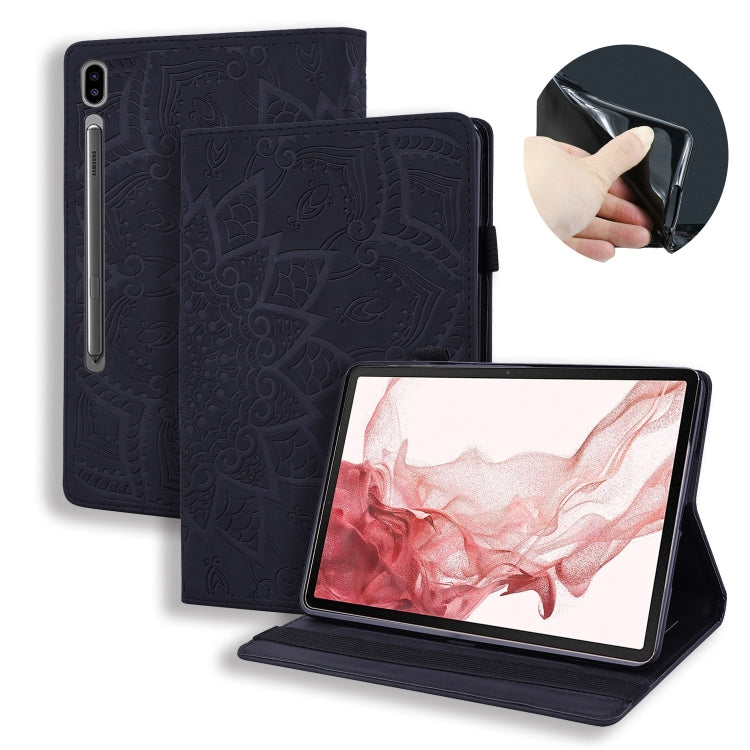 For Samsung Galaxy Tab S9 Ultra Calf Texture Embossed Leather Tablet Case(Black) - Galaxy Tab S9 Ultra Cases by buy2fix | Online Shopping UK | buy2fix