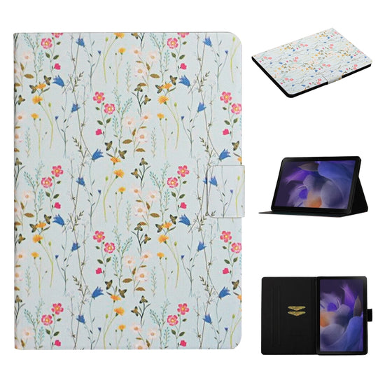 For Samsung Galaxy Tab A11+ / A9+ Flower Pattern Horizontal Flip PU Tablet Case with Sleep / Wake-up Function(Small Floral)