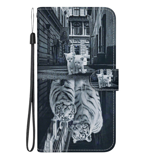 For OnePlus 11 Crystal Texture Colored Drawing Leather Phone Case(Cat Tiger Reflection) by buy2fix