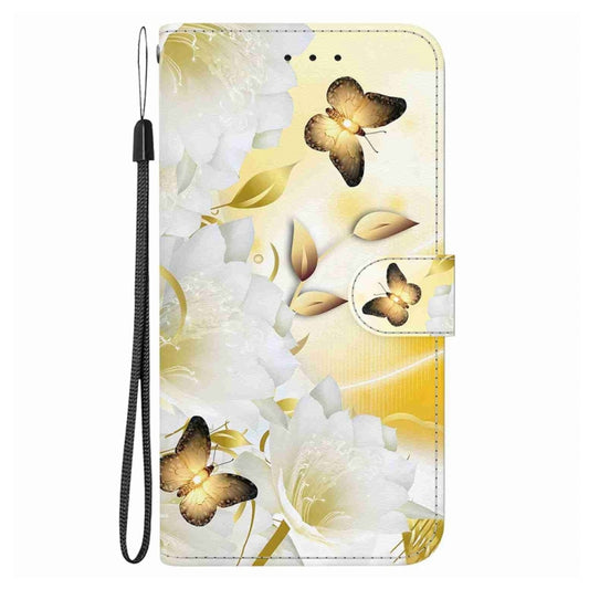 For OnePlus 13 Crystal Texture Colored Drawing Leather Phone Case(Gold Butterfly Epiphyllum) by buy2fix