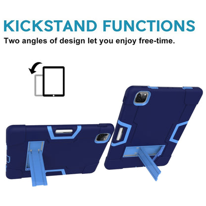 For iPad Pro 12.9 2021 / 2020 / 2019 Contrast Color Silicone + PC Protective Tablet Case with Holder(Navy Blue + Blue) - iPad Pro 12.9 (2020) Cases by buy2fix | Online Shopping UK | buy2fix