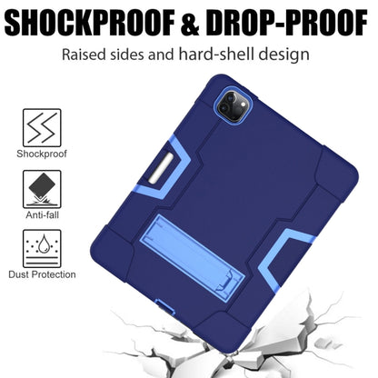 For iPad Pro 12.9 2021 / 2020 / 2019 Contrast Color Silicone + PC Protective Tablet Case with Holder(Navy Blue + Blue) - iPad Pro 12.9 (2020) Cases by buy2fix | Online Shopping UK | buy2fix