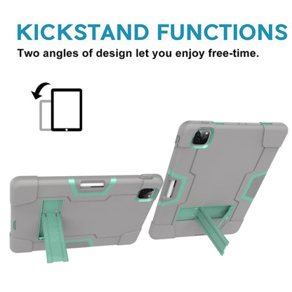 For iPad Pro 12.9 2021 / 2020 / 2019 Contrast Color Silicone + PC Protective Tablet Case with Holder(Grey + Mint Green) - iPad Pro 12.9 (2020) Cases by buy2fix | Online Shopping UK | buy2fix