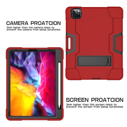 For iPad Pro 12.9 2021 / 2020 / 2019 Contrast Color Silicone + PC Protective Tablet Case with Holder(Red + Black) - iPad Pro 12.9 (2020) Cases by buy2fix | Online Shopping UK | buy2fix