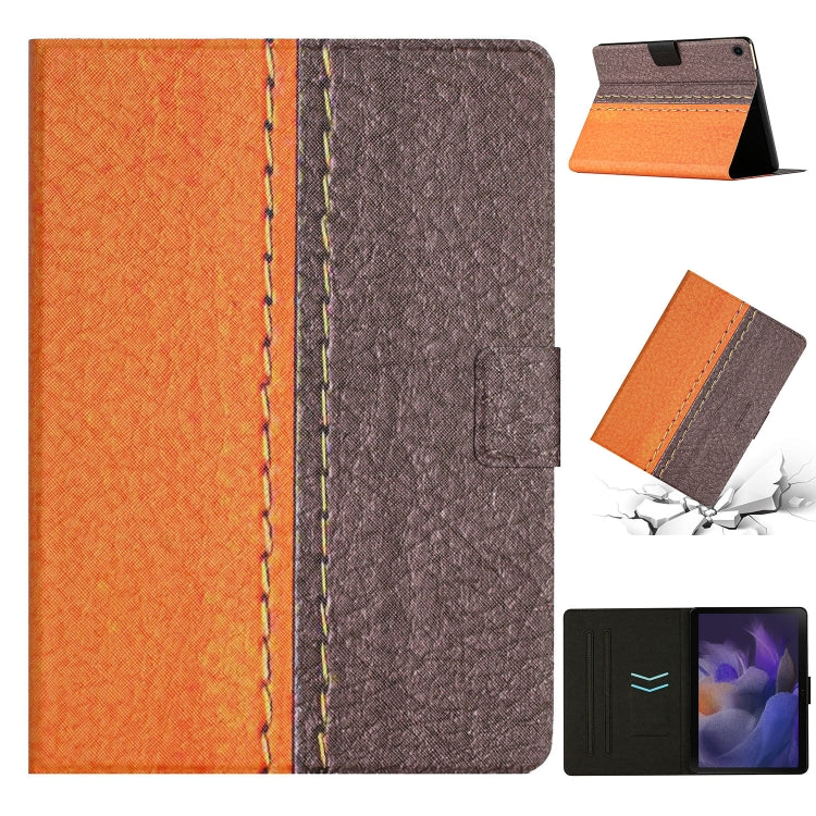 For Samsung Galaxy Tab A11+ / A9+ Stitching Solid Color Smart PU Tablet Case with Sleep / Wake-up Function(Orange) by buy2fix