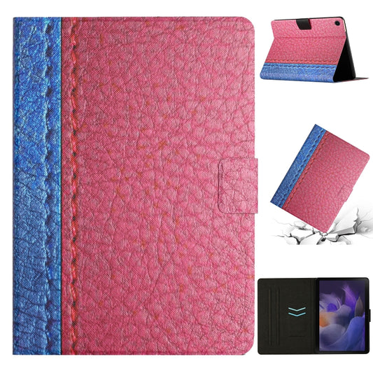 For Samsung Galaxy Tab A11+ / A9+ Stitching Solid Color Smart PU Tablet Case with Sleep / Wake-up Function(Rose Red) by buy2fix