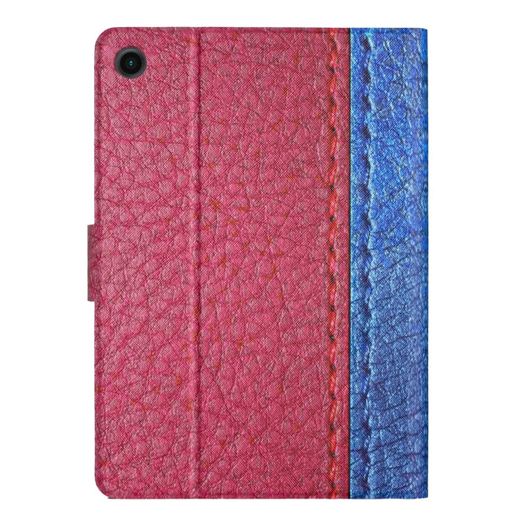 For Samsung Galaxy Tab A11+ / A9+ Stitching Solid Color Smart PU Tablet Case with Sleep / Wake-up Function(Rose Red) by buy2fix