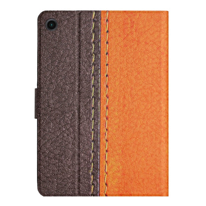 For Samsung Galaxy Tab A11 / A9 Stitching Solid Color Smart PU Tablet Case with Sleep / Wake-up Function(Orange) by buy2fix