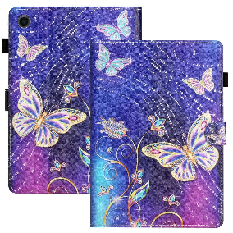 For Samsung Galaxy Tab A11+ / A9+ Coloured Drawing Stitching Smart PU Tablet Case with Sleep / Wake-up Function(Butterfly) by buy2fix