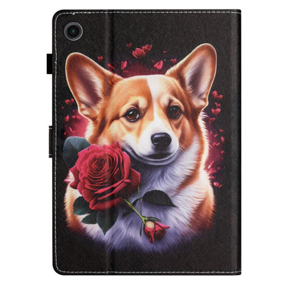 For Samsung Galaxy Tab A11+ / A9+ Coloured Drawing Stitching Smart PU Tablet Case with Sleep / Wake-up Function(Corgi) by buy2fix
