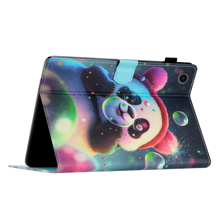 For Samsung Galaxy Tab A11+ / A9+ Coloured Drawing Stitching Smart PU Tablet Case with Sleep / Wake-up Function(Panda) by buy2fix