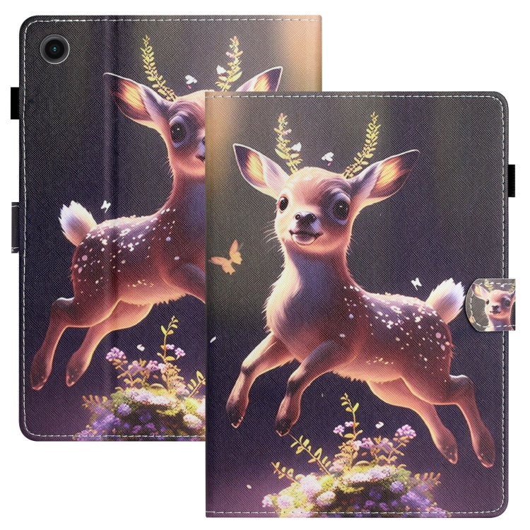 For Samsung Galaxy Tab A11+ / A9+ Coloured Drawing Stitching Smart PU Tablet Case with Sleep / Wake-up Function(Deer) by buy2fix