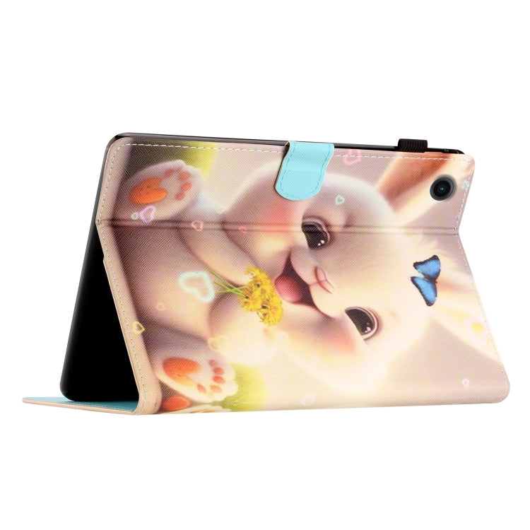 For Samsung Galaxy Tab A11+ / A9+ Coloured Drawing Stitching Smart PU Tablet Case with Sleep / Wake-up Function(Rabbit) by buy2fix