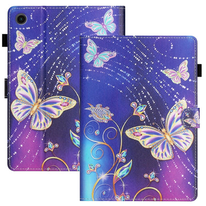 For Samsung Galaxy Tab A11 / A9 Coloured Drawing Stitching Smart PU Tablet Case with Sleep / Wake-up Function(Butterfly) by buy2fix