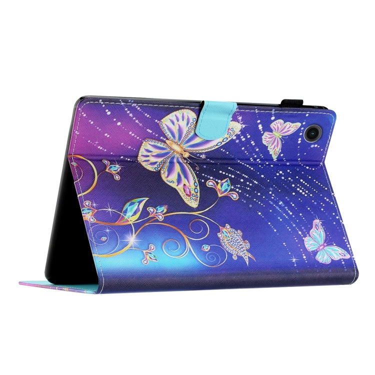 For Samsung Galaxy Tab A11 / A9 Coloured Drawing Stitching Smart PU Tablet Case with Sleep / Wake-up Function(Butterfly) by buy2fix