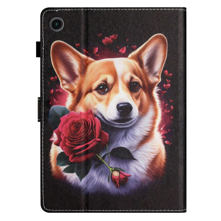 For Samsung Galaxy Tab A11 / A9 Coloured Drawing Stitching Smart PU Tablet Case with Sleep / Wake-up Function(Corgi) by buy2fix
