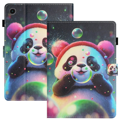 For Samsung Galaxy Tab A11 / A9 Coloured Drawing Stitching Smart PU Tablet Case with Sleep / Wake-up Function(Panda) by buy2fix