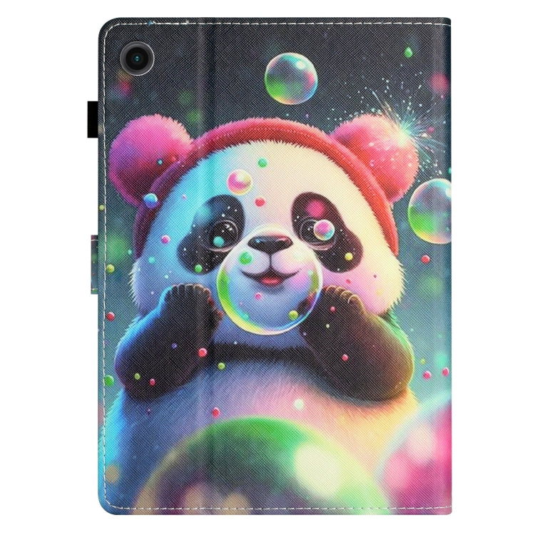 For Samsung Galaxy Tab A11 / A9 Coloured Drawing Stitching Smart PU Tablet Case with Sleep / Wake-up Function(Panda) by buy2fix