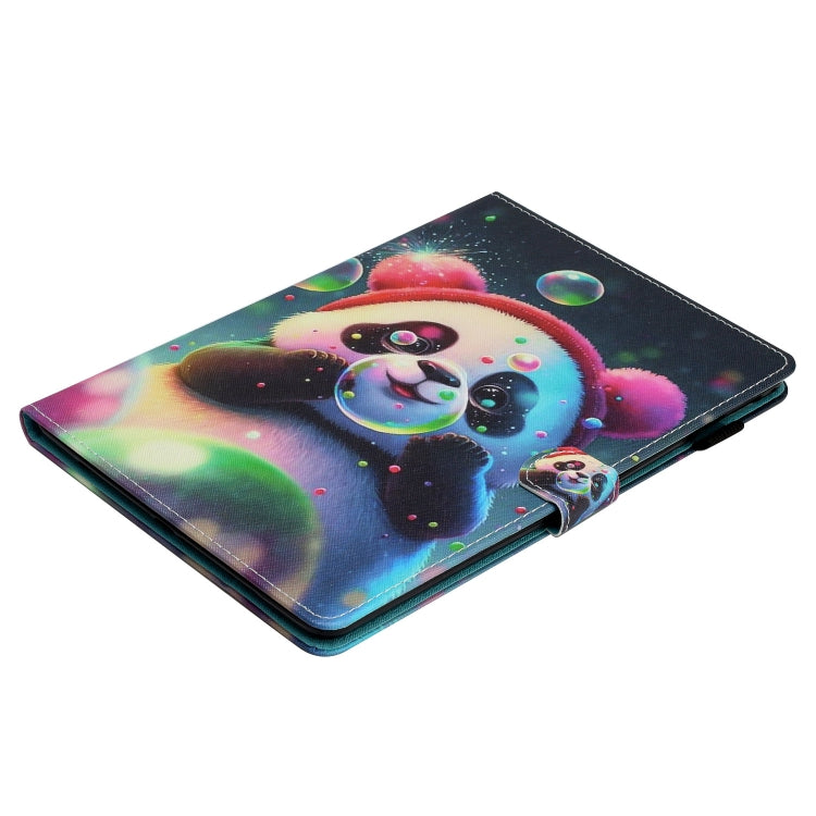 For Samsung Galaxy Tab A11 / A9 Coloured Drawing Stitching Smart PU Tablet Case with Sleep / Wake-up Function(Panda) by buy2fix