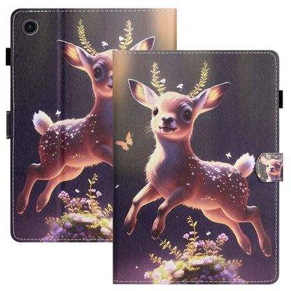 For Samsung Galaxy Tab A11 / A9 Coloured Drawing Stitching Smart PU Tablet Case with Sleep / Wake-up Function(Deer) by buy2fix