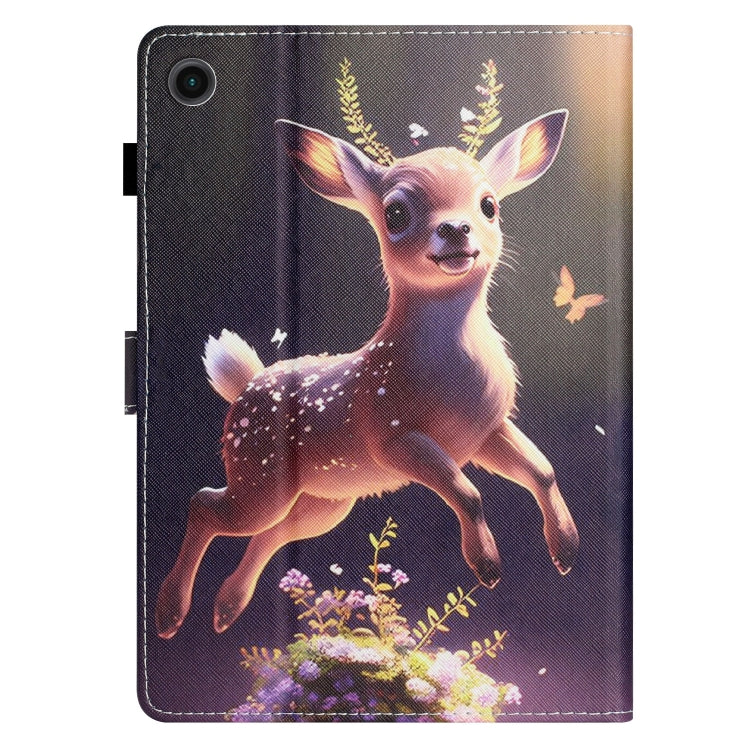 For Samsung Galaxy Tab A11 / A9 Coloured Drawing Stitching Smart PU Tablet Case with Sleep / Wake-up Function(Deer) by buy2fix