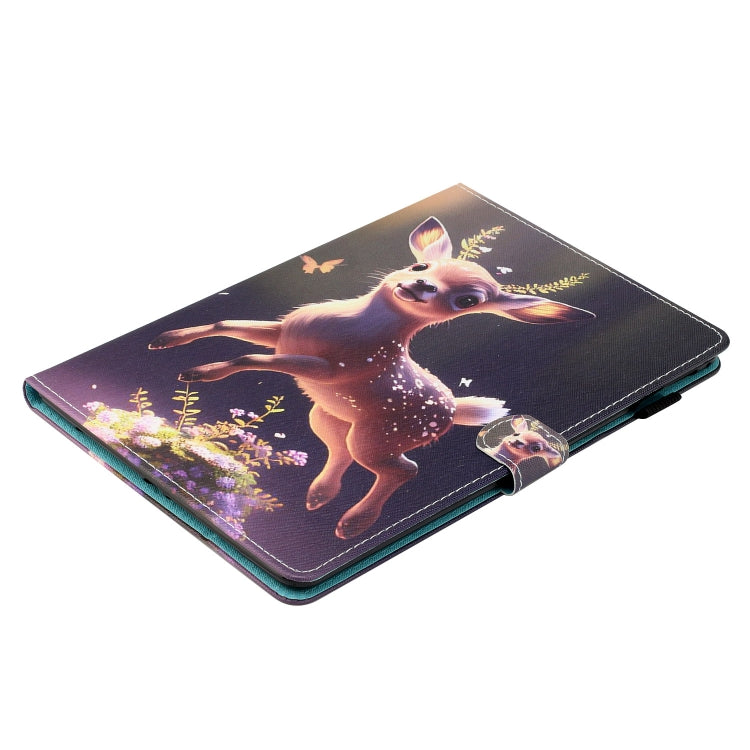 For Samsung Galaxy Tab A11 / A9 Coloured Drawing Stitching Smart PU Tablet Case with Sleep / Wake-up Function(Deer) by buy2fix