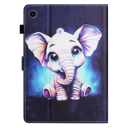 For Samsung Galaxy Tab A11 / A9 Coloured Drawing Stitching Smart PU Tablet Case with Sleep / Wake-up Function(Elephant) by buy2fix