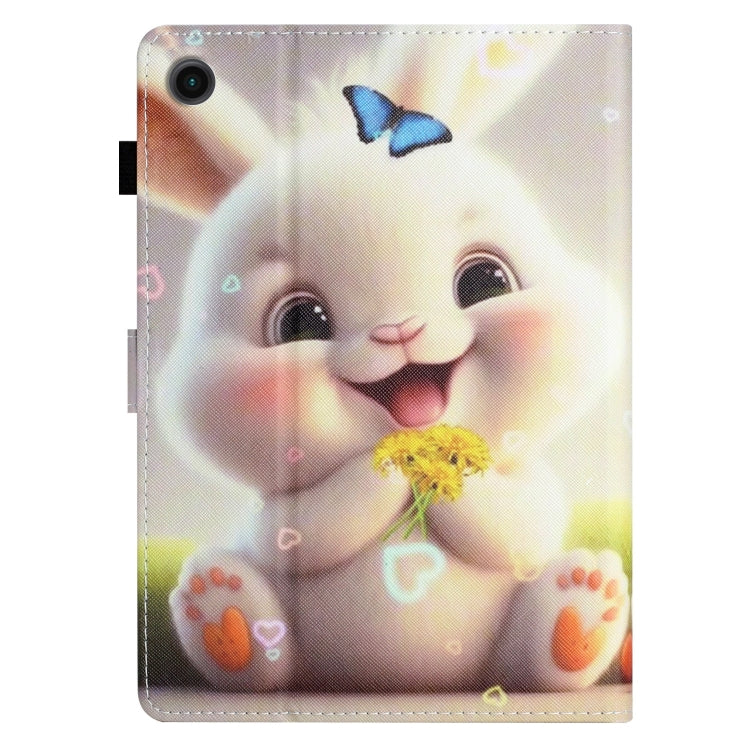 For Samsung Galaxy Tab A11 / A9 Coloured Drawing Stitching Smart PU Tablet Case with Sleep / Wake-up Function(Rabbit) by buy2fix
