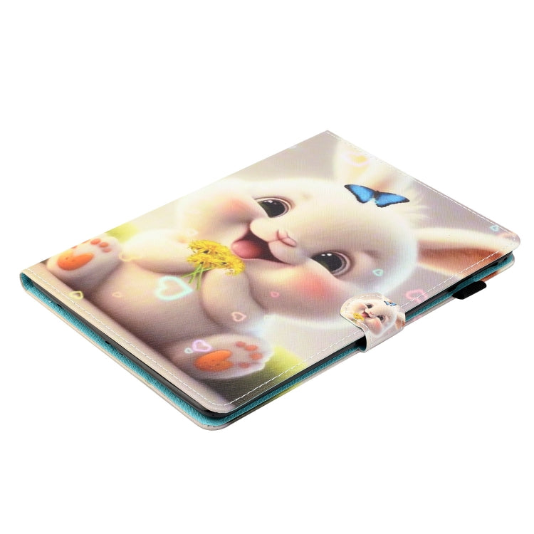 For Samsung Galaxy Tab A11 / A9 Coloured Drawing Stitching Smart PU Tablet Case with Sleep / Wake-up Function(Rabbit) by buy2fix