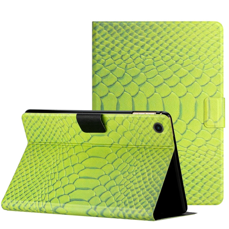 For Samsung Galaxy Tab A11+ / A9+ Solid Color Crocodile Texture Smart PU Tablet Case with Sleep / Wake-up Function(Green) by buy2fix