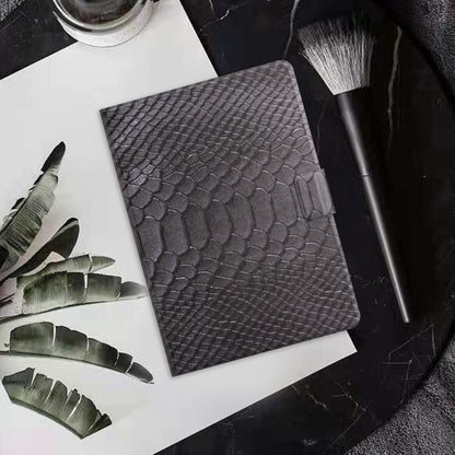 For Samsung Galaxy Tab A11+ / A9+ Solid Color Crocodile Texture Smart PU Tablet Case with Sleep / Wake-up Function(Black) by buy2fix